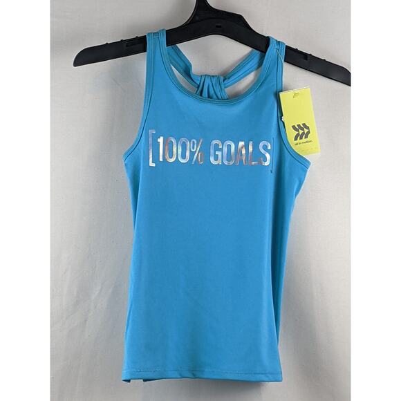 All in Motion 100% Goals Graphic Tank Turquoise Blue XS Performance Sleeveless - Picture 5 of 6